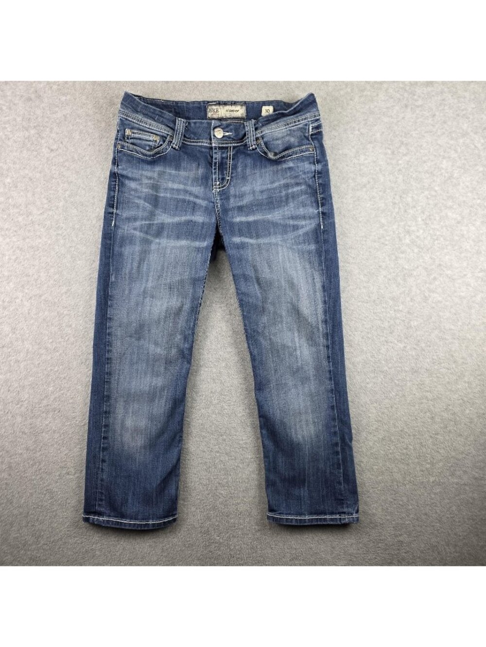 BKE Harper Crop Jeans Womens 30 Blue Straight Leg Stretch Medium Wash Denim
